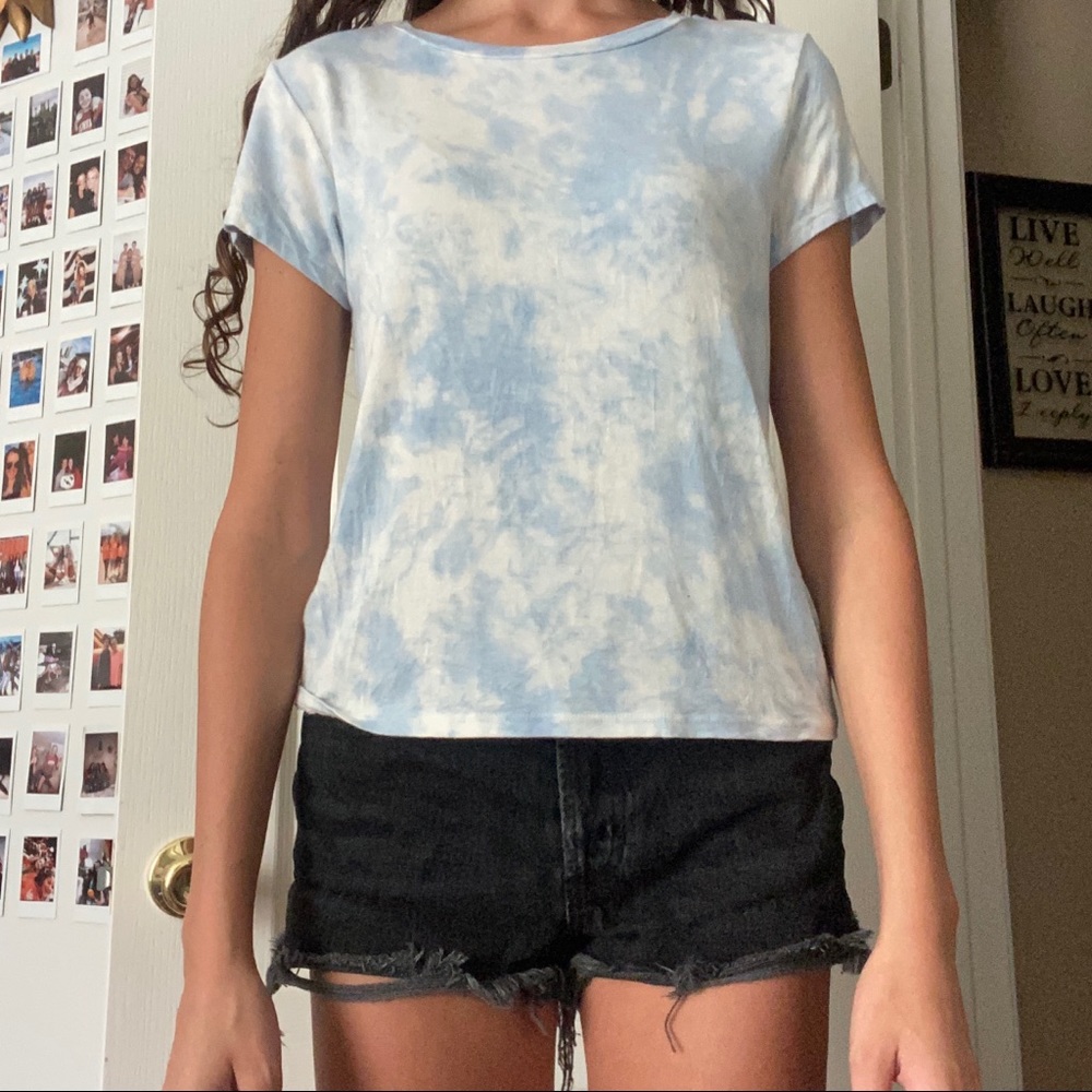 Blue and white tie dye shirt